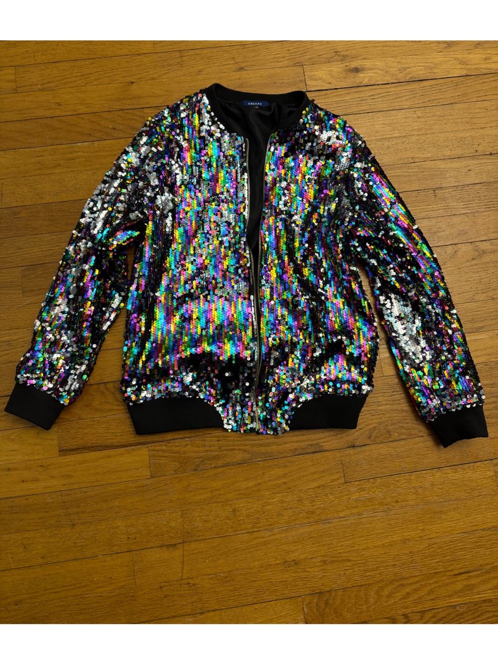 Sequin Rainbow Bomber Jacket